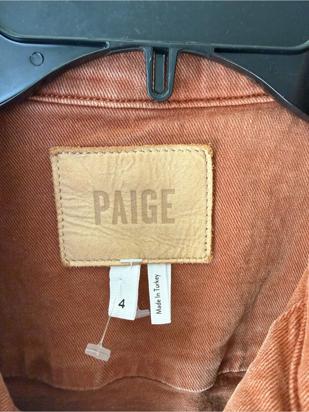 PAIGE Mayslie Denim Mini Shirtdress Burnt Terracotta Size 4 - Picture 2 of 6
